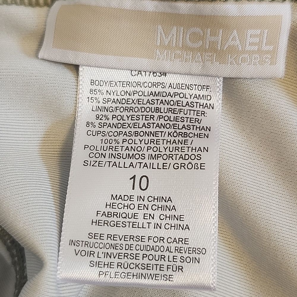 Michael Kors Olive and Gold Detail Swimsuit, 10 - Picture 10 of 12